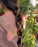 4-Line Pearl Hair Chain with Kundan Motif | Multi-Style Bridal Hair Accessory | 28” Length | C -228