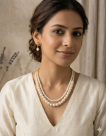 Handcrafted Double line pearl necklace