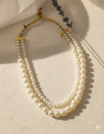 Handcrafted Double line pearl necklace - Image 2