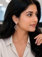 Elegant Polki Kundan Carat Plating Earrings | Lightweight Statement Earrings for Women | C-213