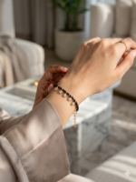 Black Beaded Mangalsutra Bracelet with Crystal Charms | C- 427 - Image 2