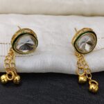 Gold Look Kundan Stone Choker Necklace Set with Jhumki Earrings | C- 424 - Image 2