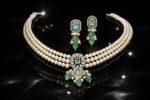 Green Emerald Pearl Necklace Set with Matching Earrings | C - 429